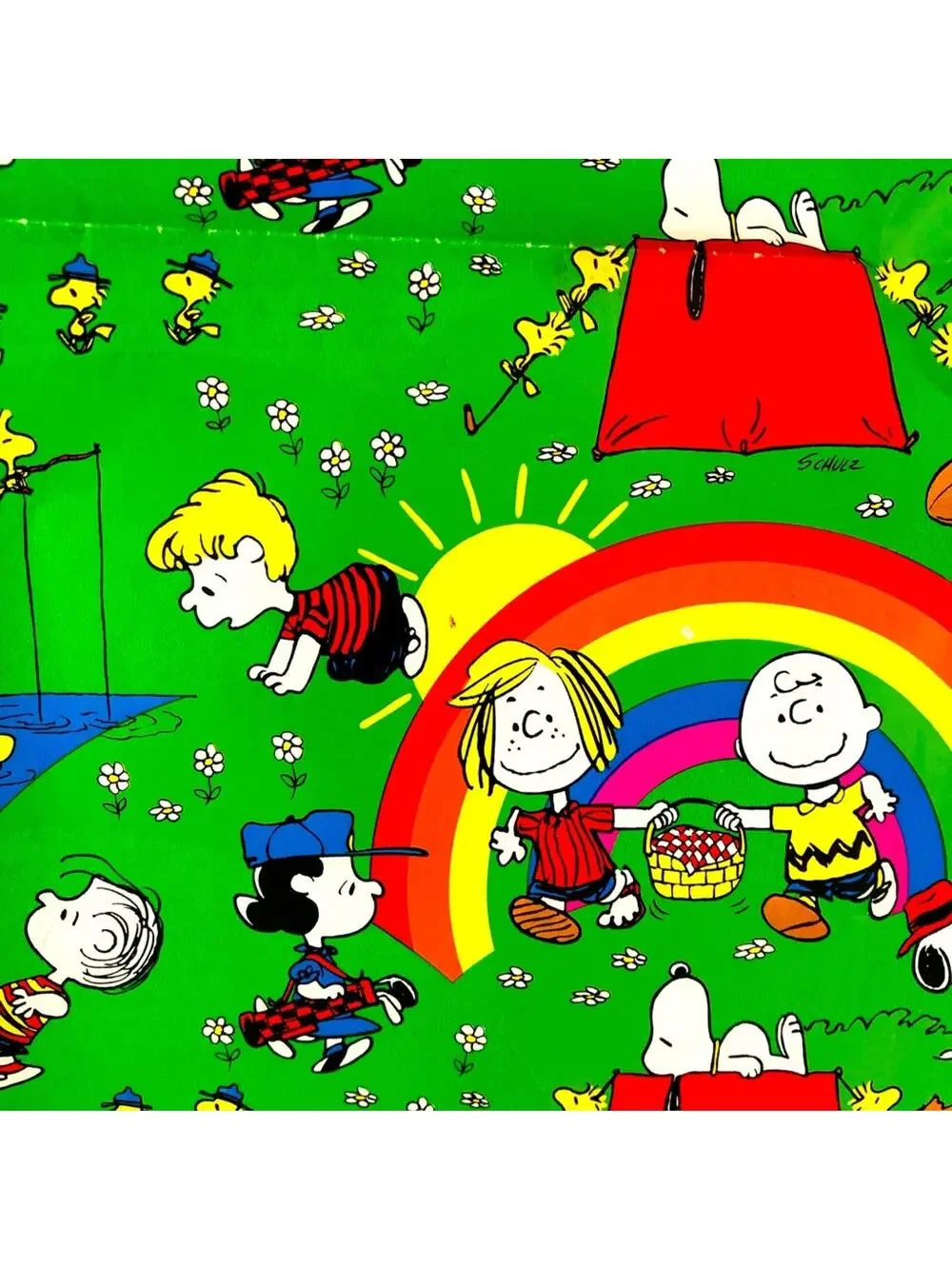 Vintage Charlie Brown and Friends Rainbow Flat Wrapping Paper